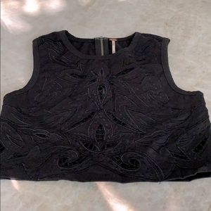 Free People black cutout crop top